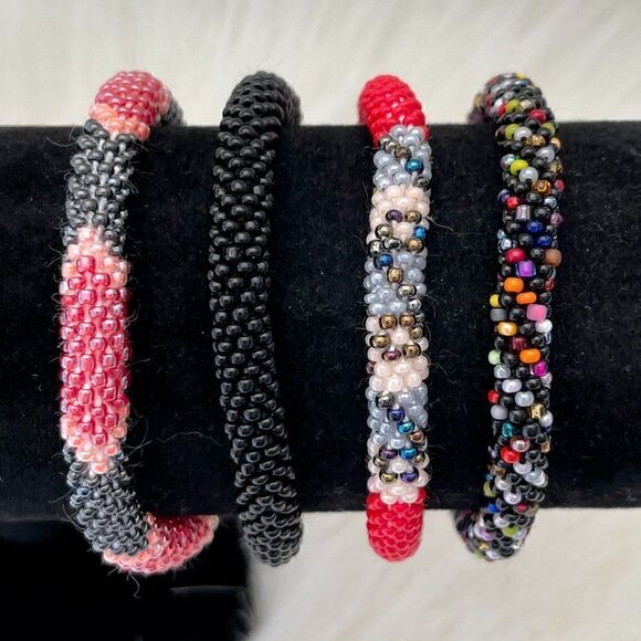 HAND CRAFTED in Nepal Beaded Bracelets (set of 4) #237 - Picture 1 of 4